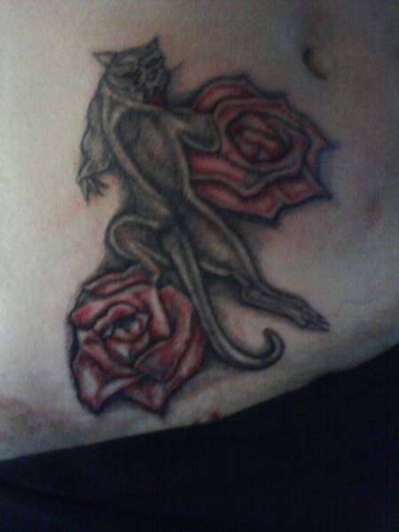 black panther ion two red roses tattoo