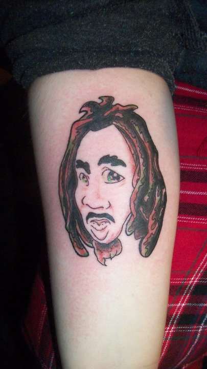 cartoon Bob M tattoo