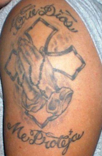 Cross w/ Praying Hands tattoo