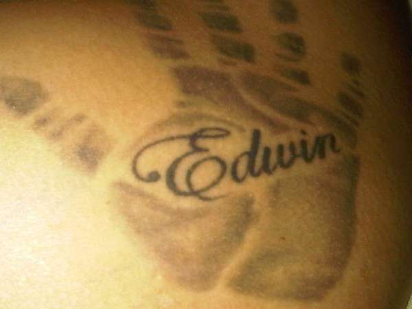 my lil mans hand print tattoo
