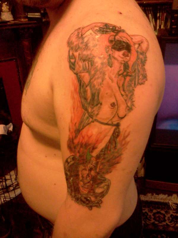 naked lady out of hell tattoo