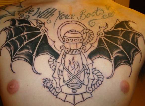 1/2 finished lantern tattoo
