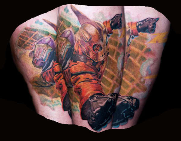 Alex Ross Rocketeer after 10+ straight hours tattoo