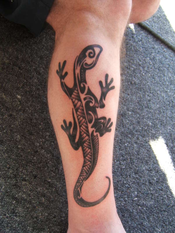 Black and Grey Gecko tattoo