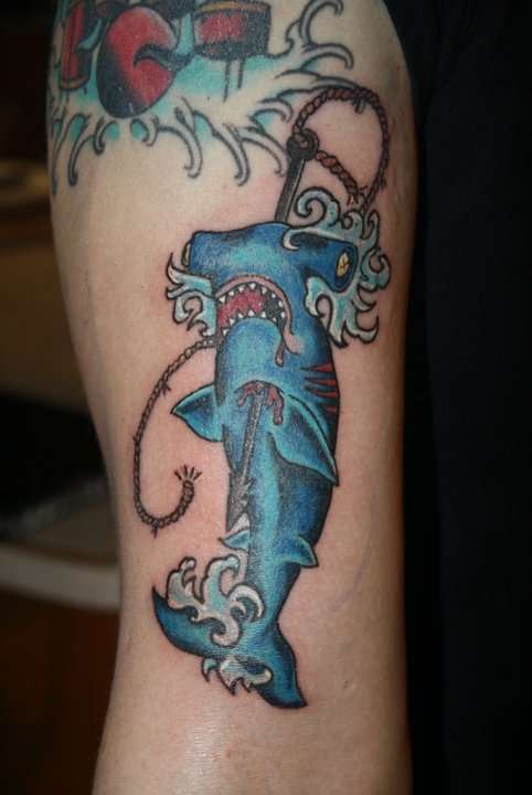 Captain Aaron's Shark tattoo