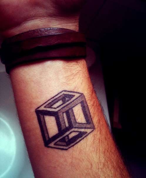 Escher cube wrist tattoo tattoo