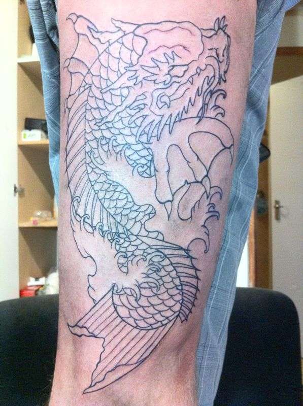 Half complete koi dragon tattoo