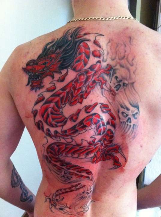 Dragon Back piece the 3/5 sittings tattoo