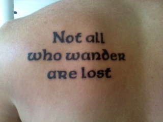 not all who wander are lost tattoo feather