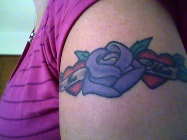 Rose with 2 hearts MR. B's Overly Maryland tattoo