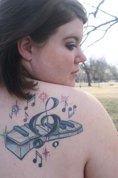 Treble Clef w/Keyboard and notes tattoo