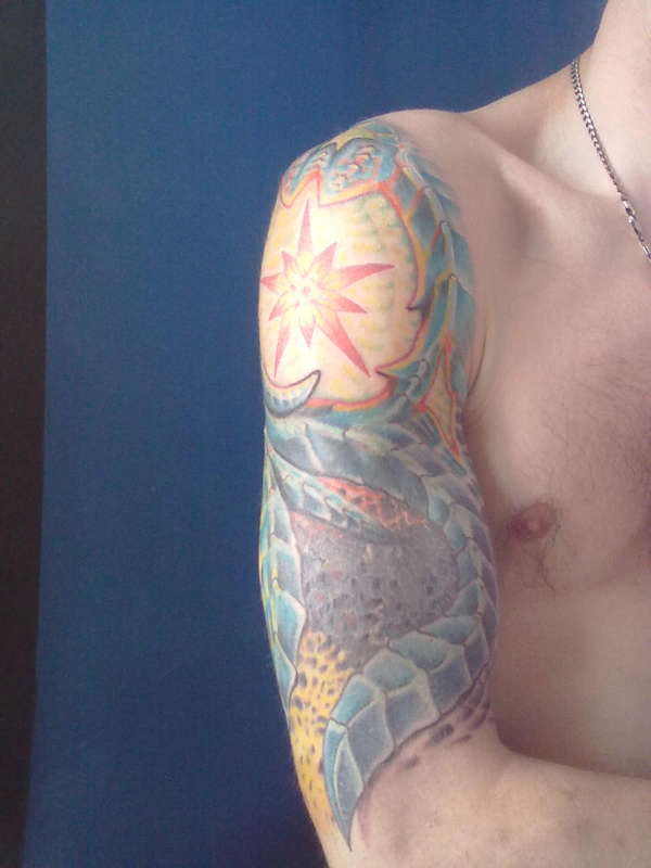 bio-mech sleeve tattoo