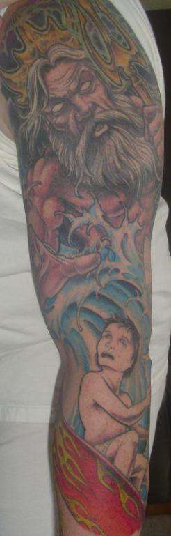 King neptune vs surfer tattoo