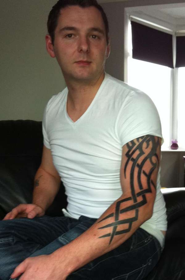 tribal tattoo after washed and treated tattoo