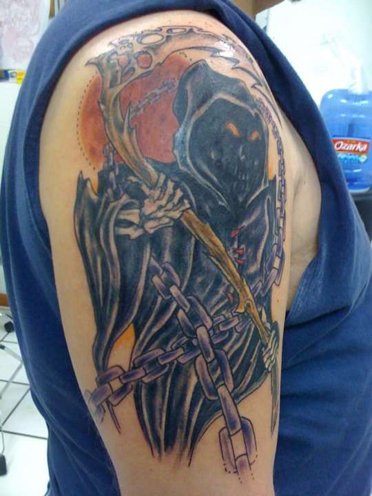 Grim Reaper with cool scythe tattoo