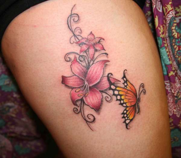 Lily and Butterfly tattoo
