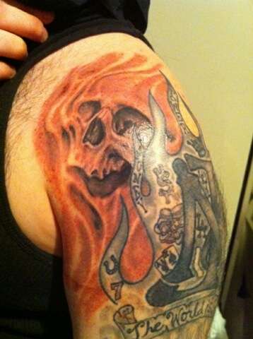 Skull free style tattoo