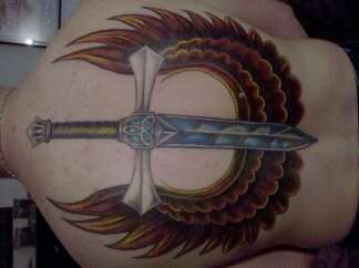 Wings and Dagger tattoo