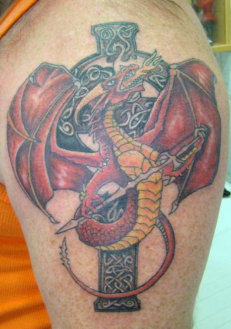 dragon cross tattoo