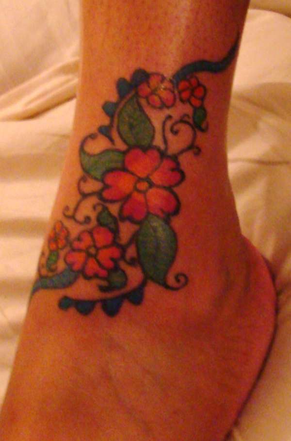 heart petal flower foot tat tattoo