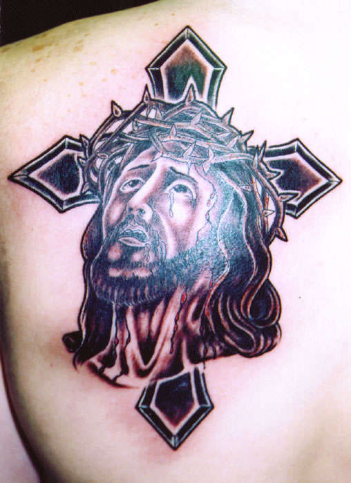 Cross w/ Jesus Head tattoo