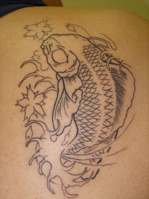 koi (outline) tattoo