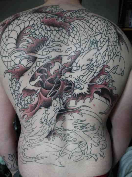 Japanese Dragon Back Piece Tattoo