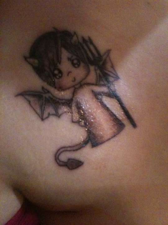 Angel and Devil On My Shoulder tattoo