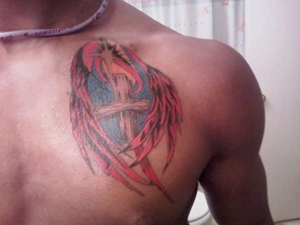 Cross w/ Angel Wings tattoo
