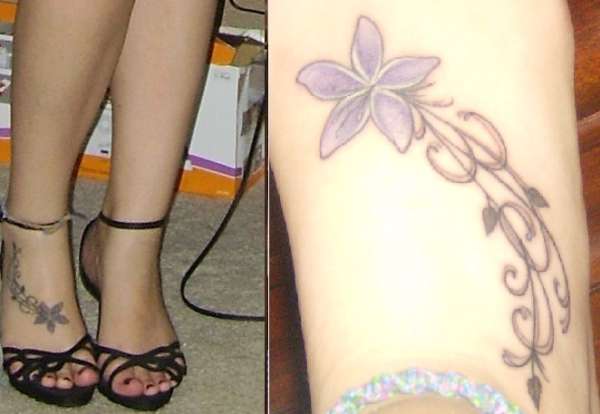 Flower and Vines Tattoo on foot tattoo
