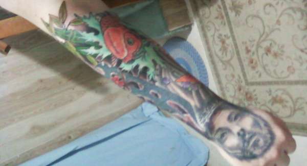 Koi Fish + Jesus Hand tattoo