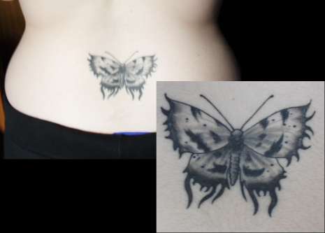 Moth on back tattoo