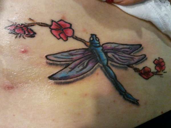 dragonfly with cherry blossoms tattoo