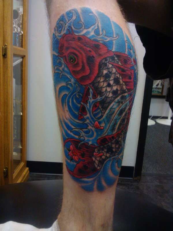 koi on leg tattoo