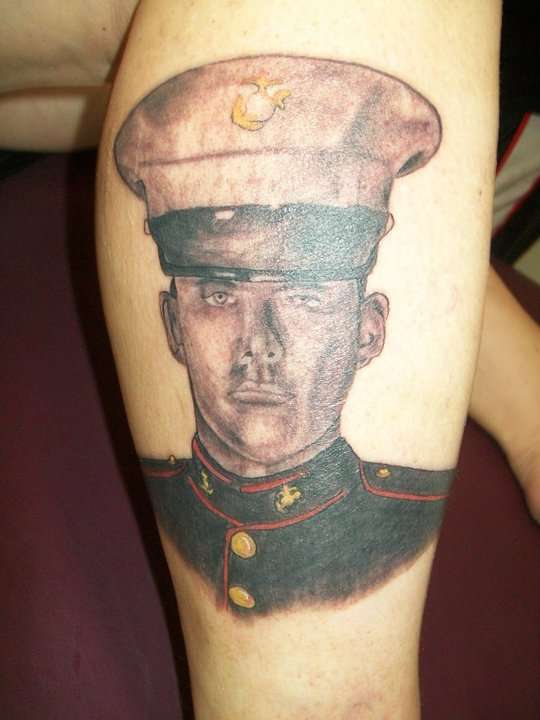 portrait of marine tattoo