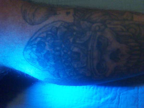 Aztec skull/cover-up tattoo