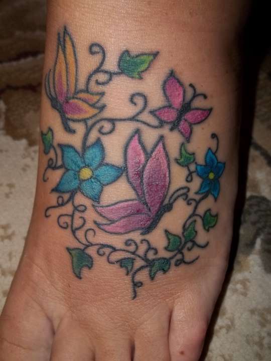 Flowers and Butterflies tattoo