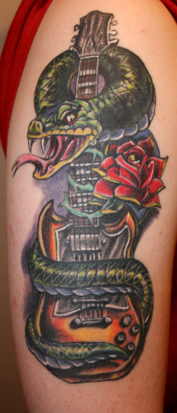 Guitar Snake Rose tattoo
