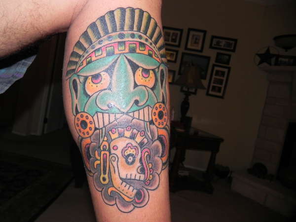 mayan death mask tattoo