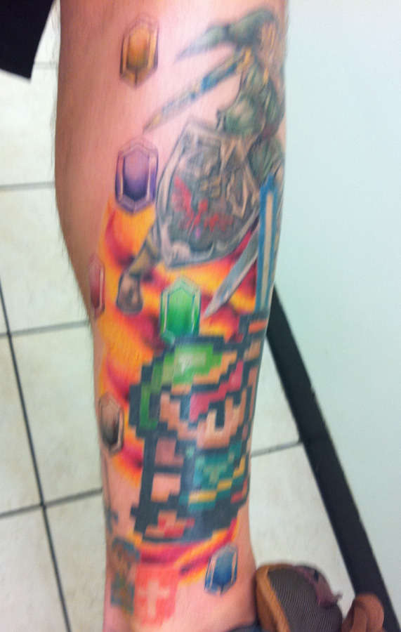 Zelda rupees and background tattoo