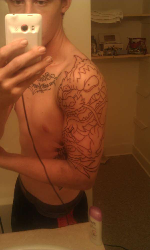 dragon half sleeve outline tattoo