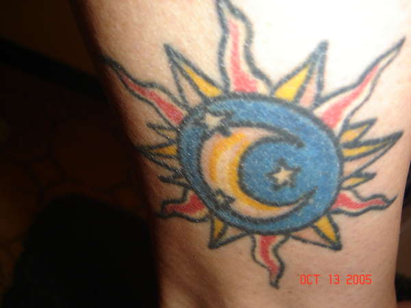 star/moon ankle tattoo