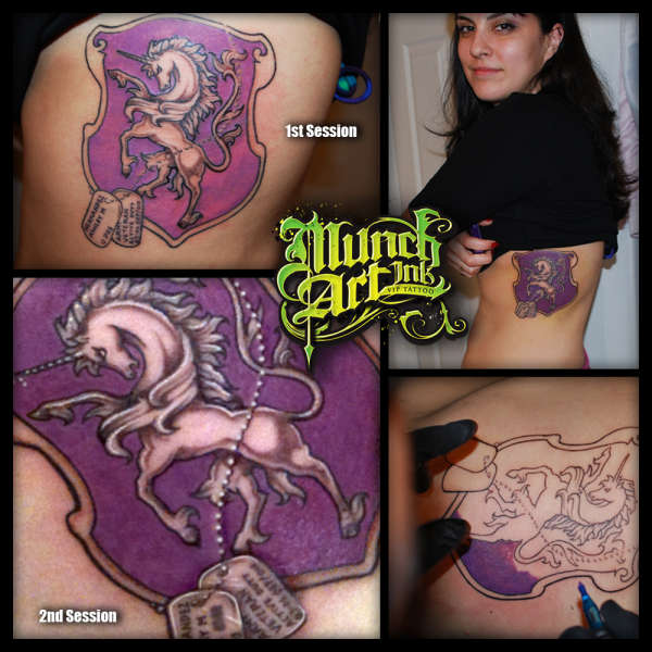 Ashleys Side Shield tattoo
