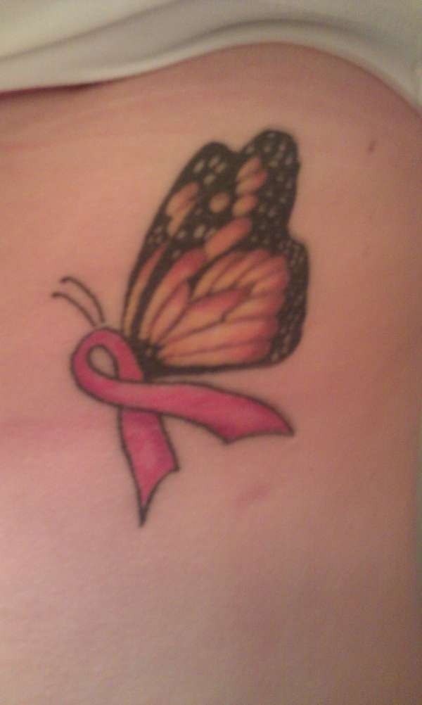 Breast Cancer Awareness Butterfly tattoo