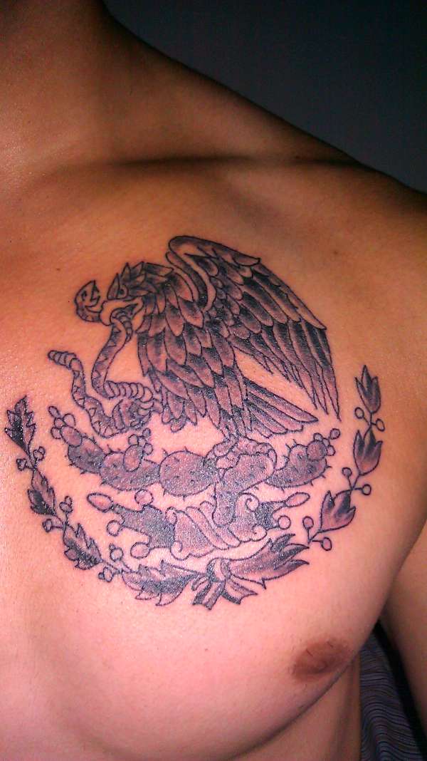 Mexican eagle on chest tattoo