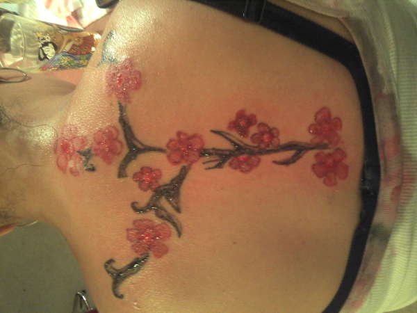 abstract cherry tree tattoo
