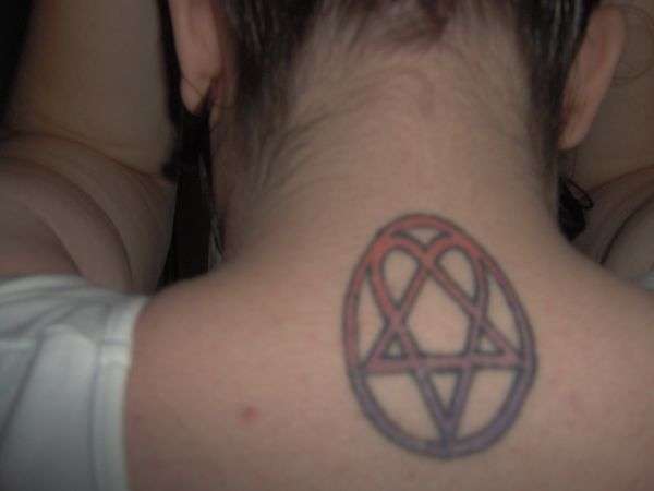 Neck Heartagram tattoo