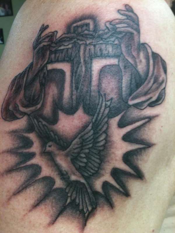 Dove cross crown tattoo