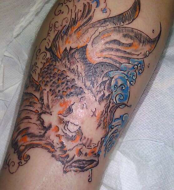 Craziest Koi Japanese tattoo flash unfinished tattoo