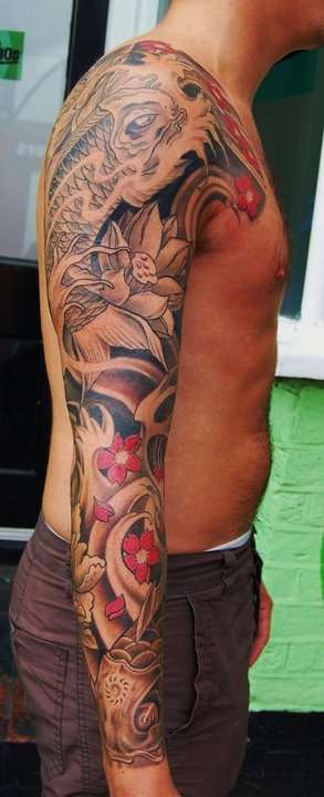 Koi Peony & Lotus Sleeve tattoo